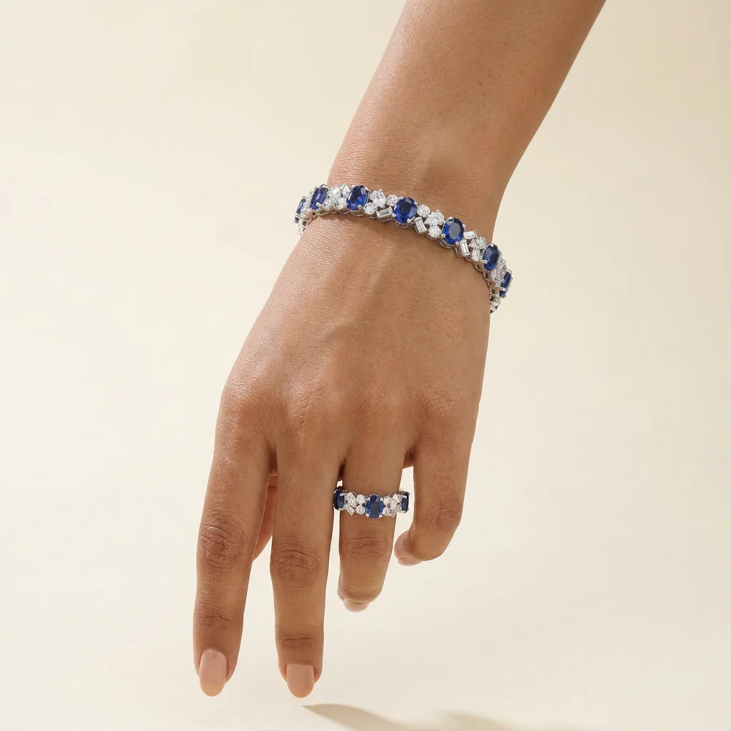 Sapphire Cluster Set