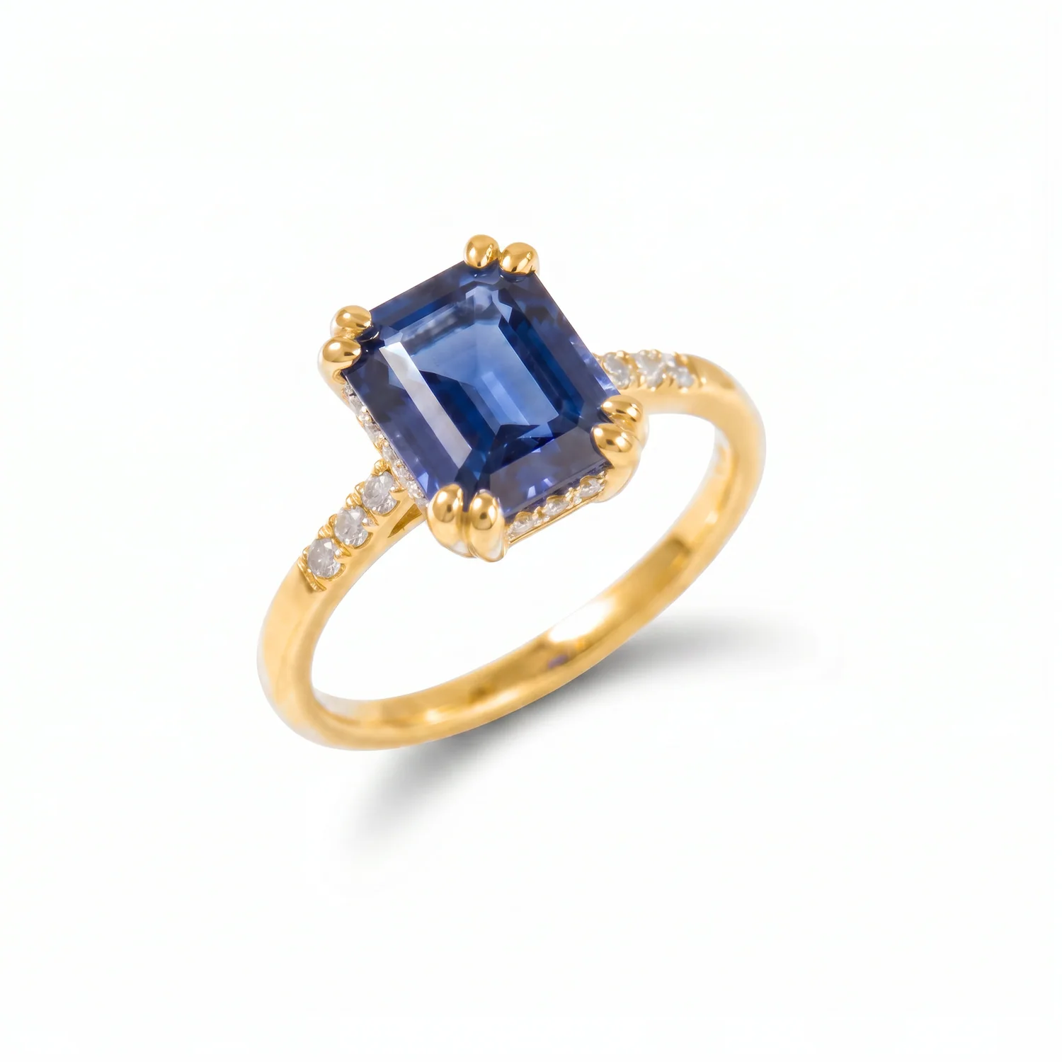 Sapphire Halo Ring, view 4 — House of Mina