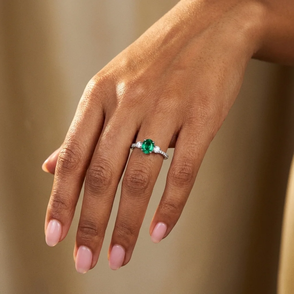 Seraphine Three-Stone Ring, view 2 — House of Mina