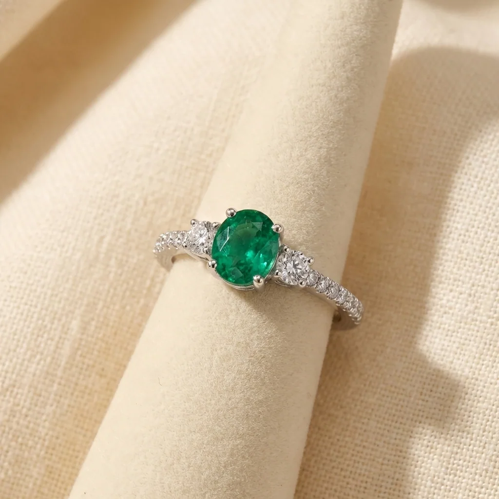 Seraphine Three-Stone Ring, view 4 — House of Mina