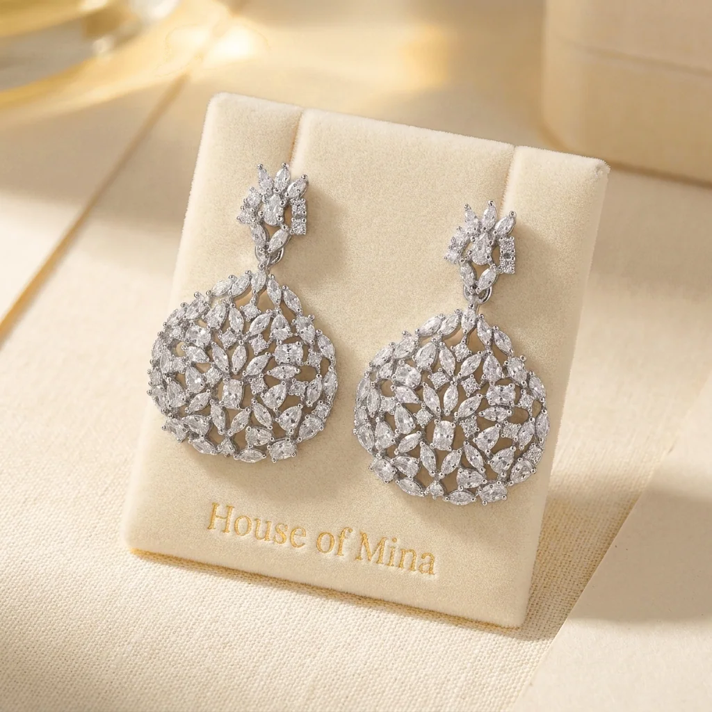 Chandelier Drop Earrings, view 3 — House of Mina