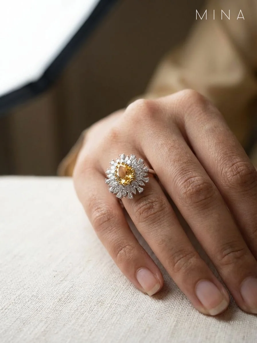 Solara Sapphire Ring, view 2 — House of Mina