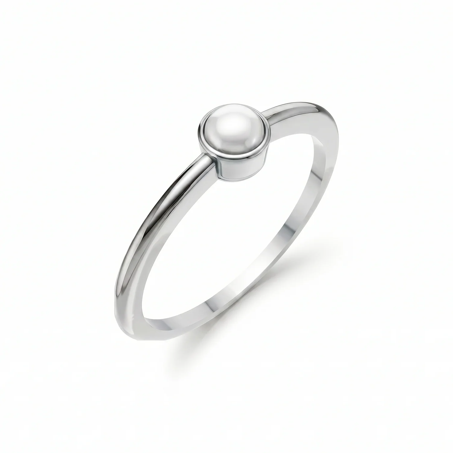Solitaire Pearl Ring, view 4 — House of Mina
