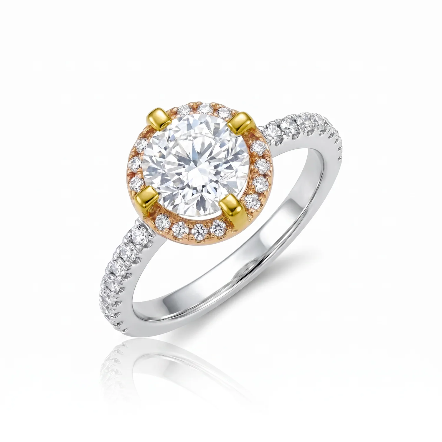 Solitaire Round Halo Ring, view 2 — House of Mina