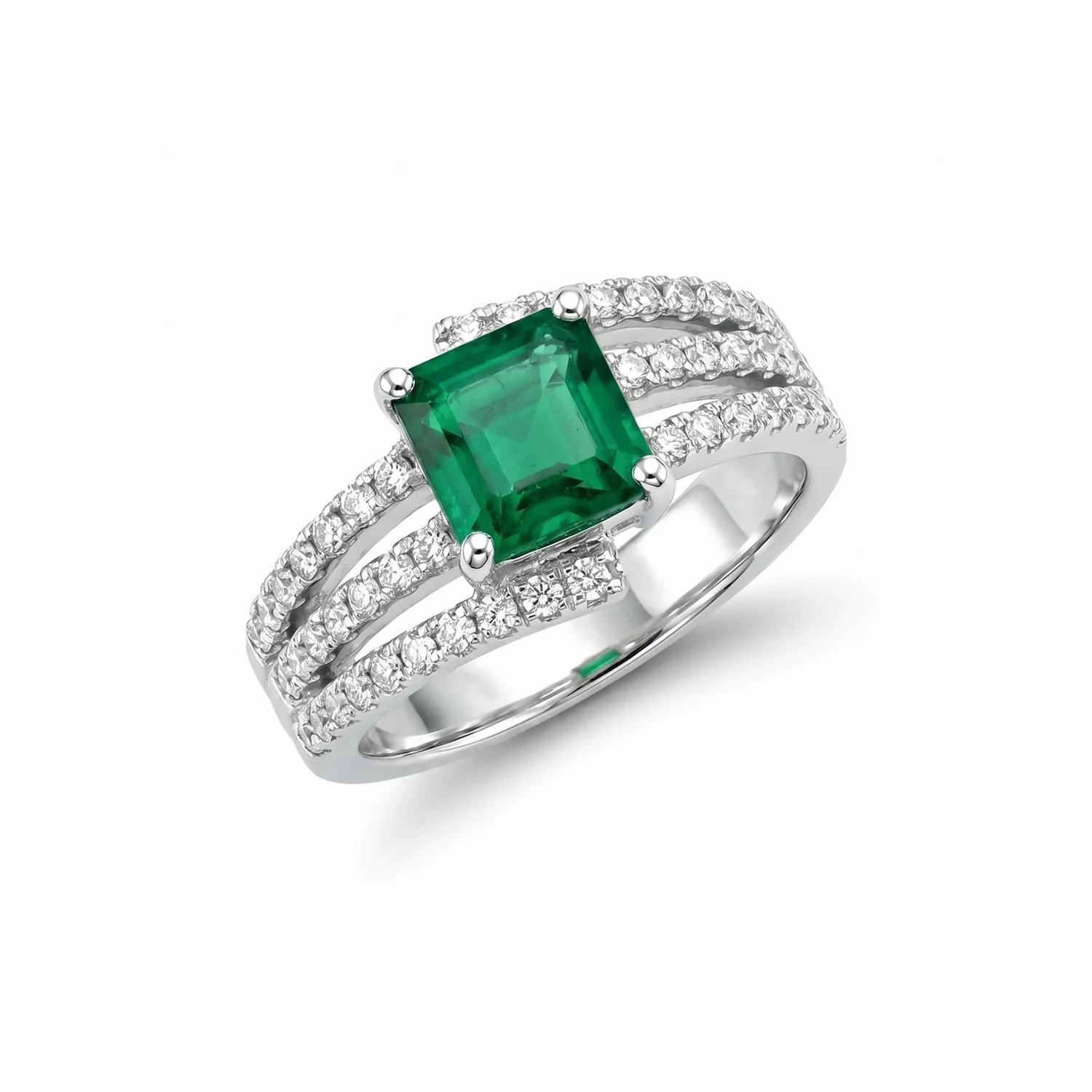 Sylvia Emerald Ring, view 1 — House of Mina