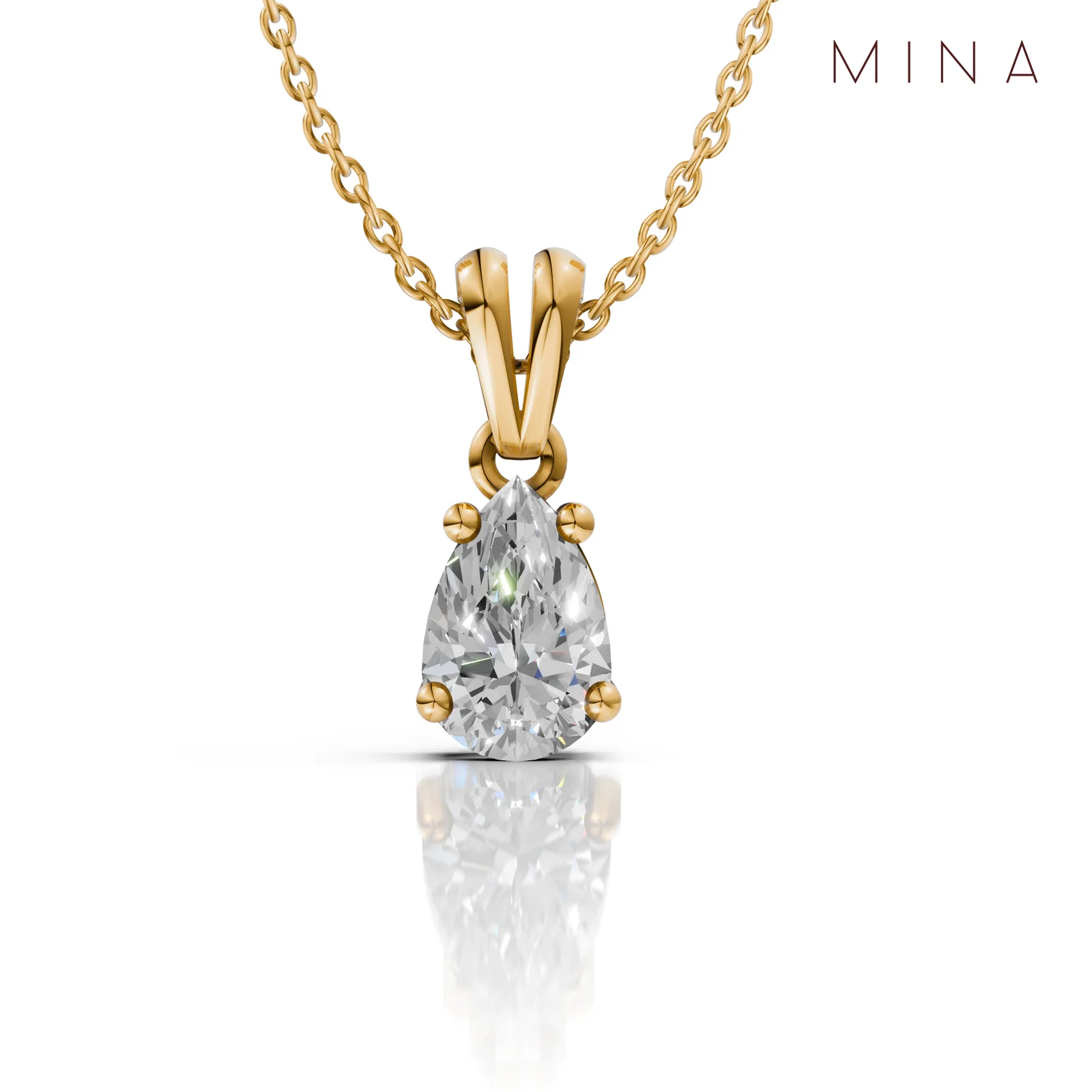 Tear Drop Moissanite Pendant Necklace, view 1 — House of Mina