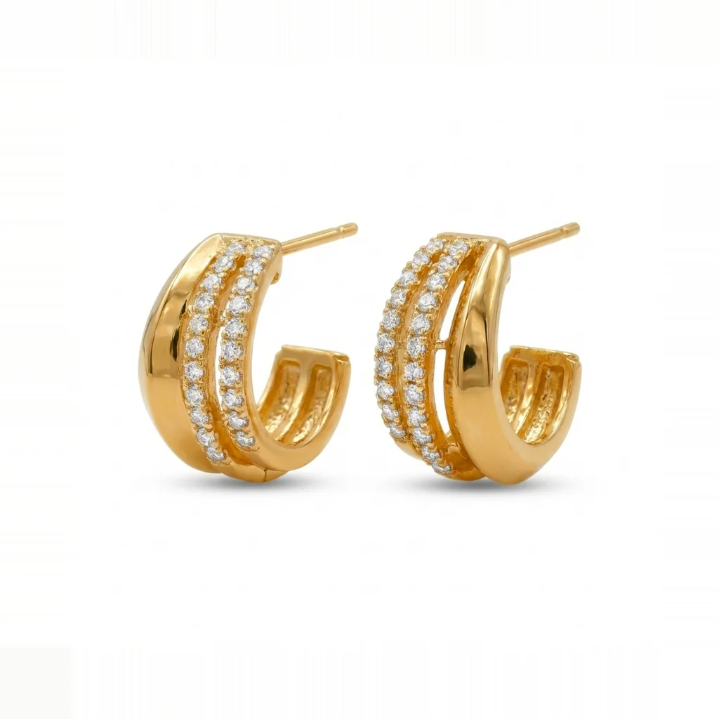 Triple Pavé Hoops, view 3 — House of Mina