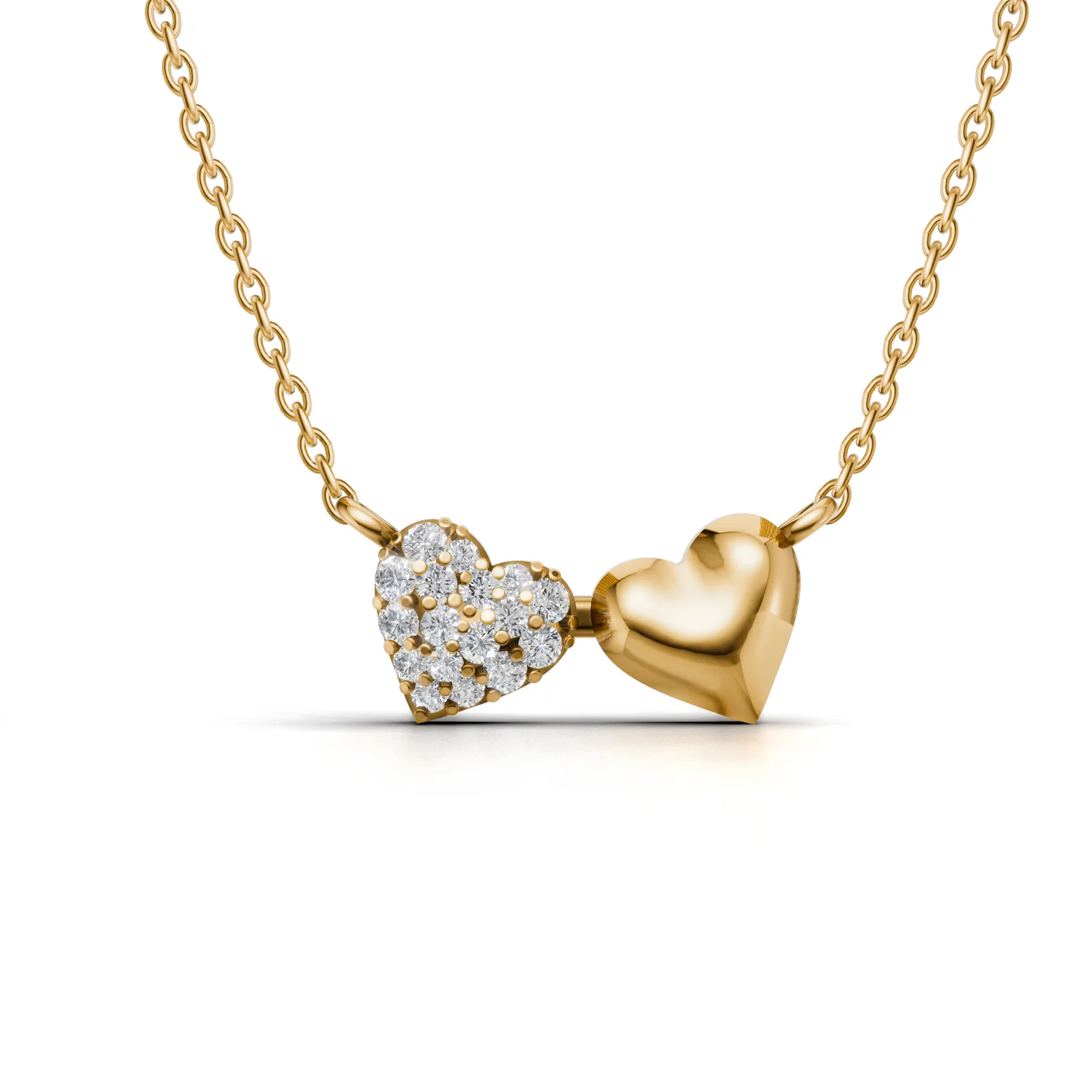 Twin Hearts Necklace, view 1 — House of Mina