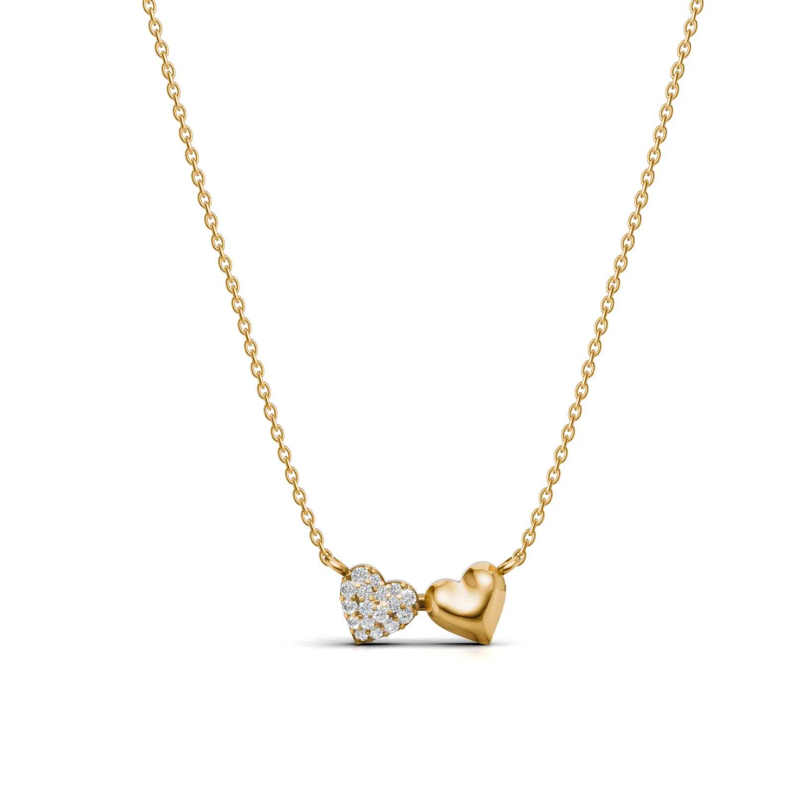 Twin Hearts Necklace, view 2 — House of Mina