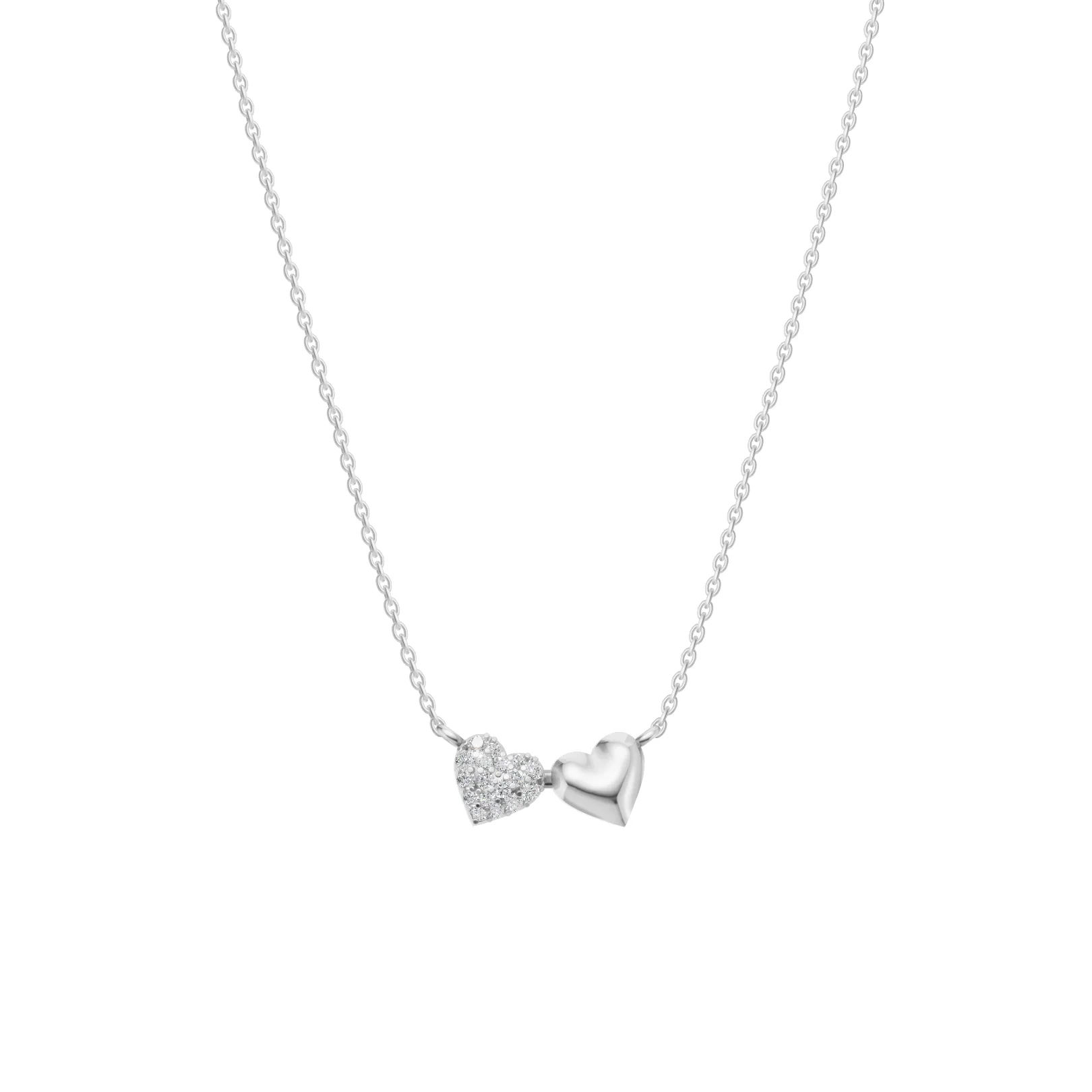 Twin Hearts Necklace, view 4 — House of Mina