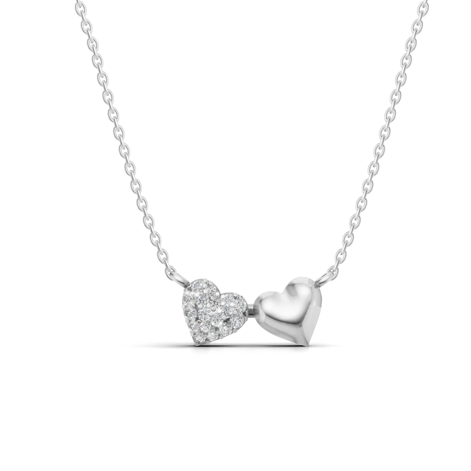 Twin Hearts Necklace, view 5 — House of Mina