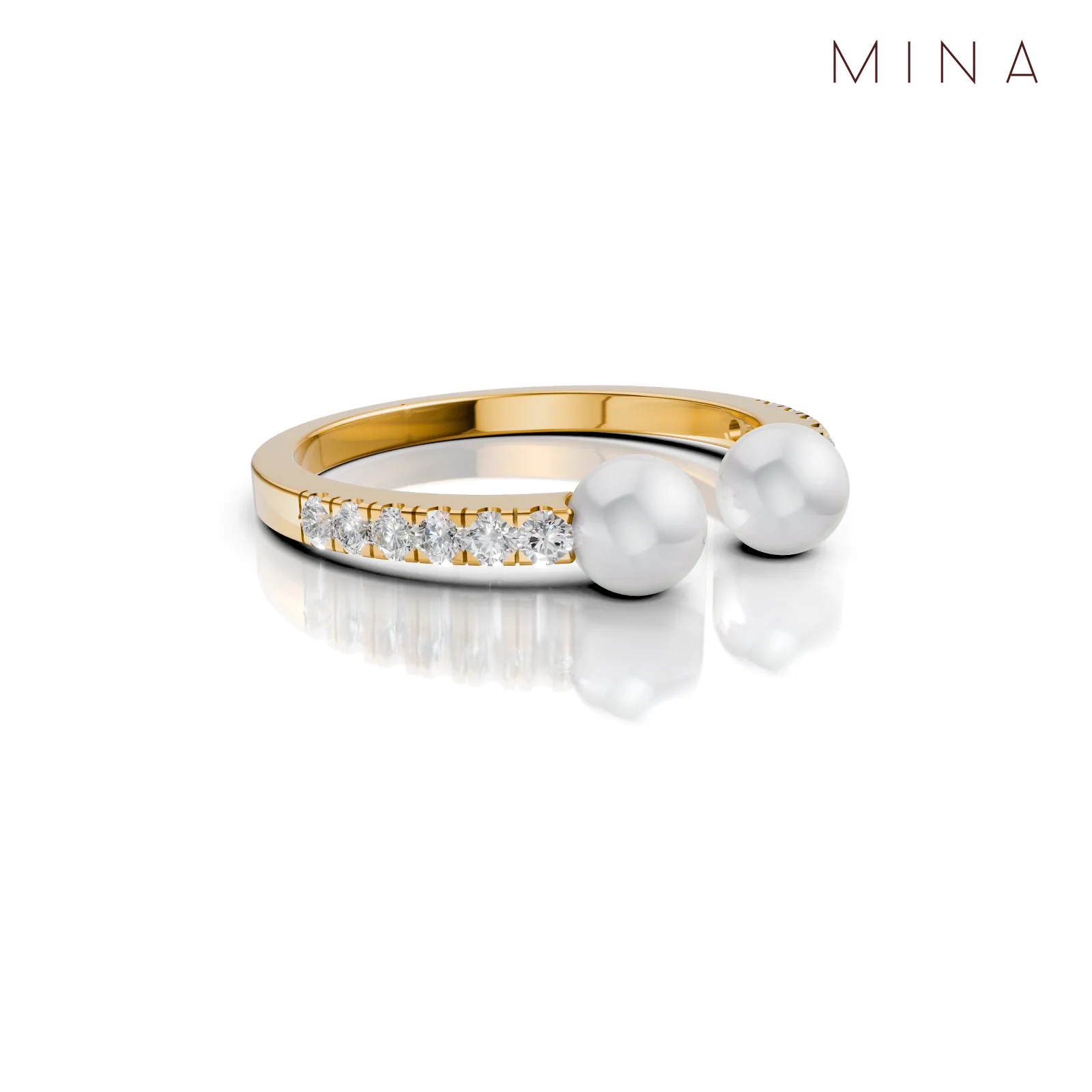 Twin Pearl Ring, view 3 — House of Mina