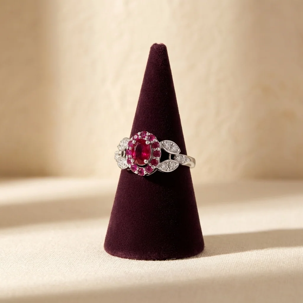 Vivienne Oval Halo Ring, view 3 — House of Mina