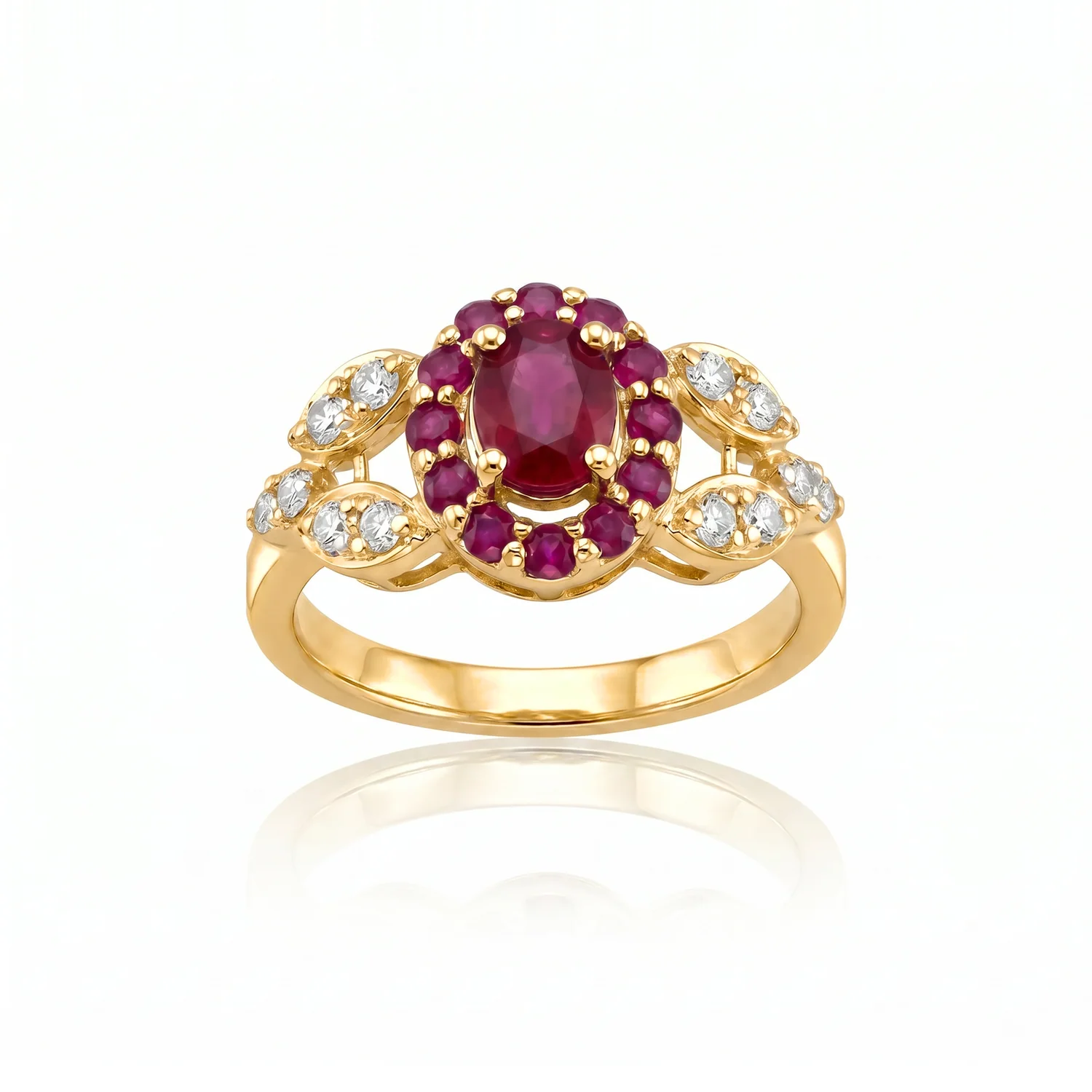 Vivienne Oval Halo Ring, view 4 — House of Mina