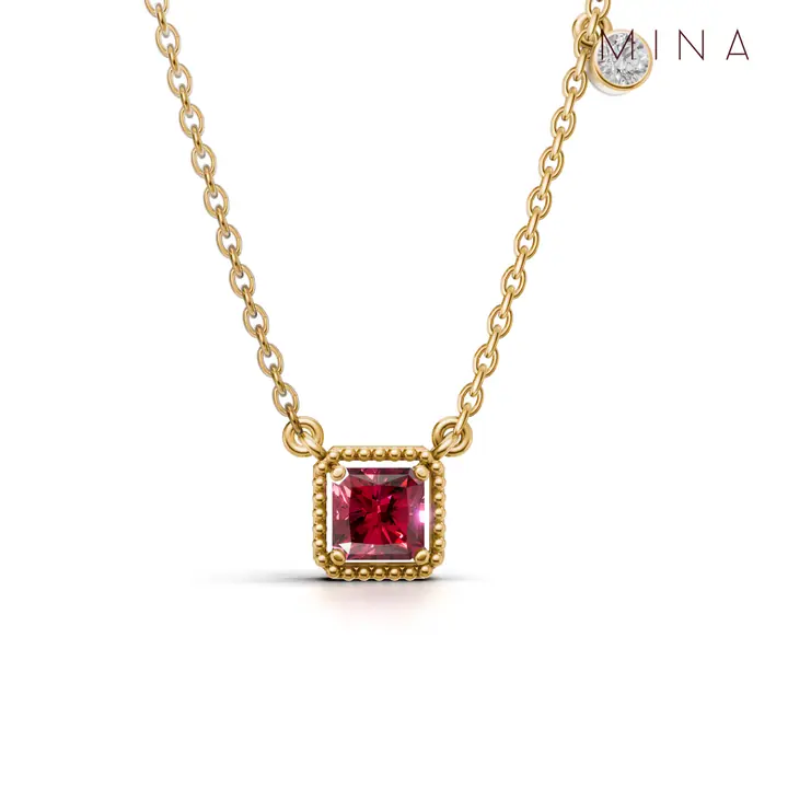 Birthstone Square Charm Pendant — Pendants, House of Mina