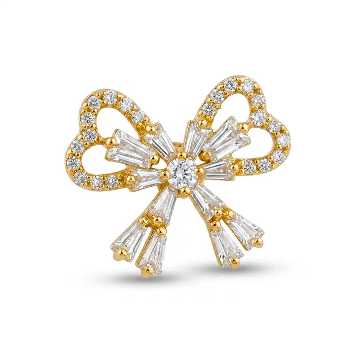 Brigitte Baguette Bow Studs — Earrings, House of Mina
