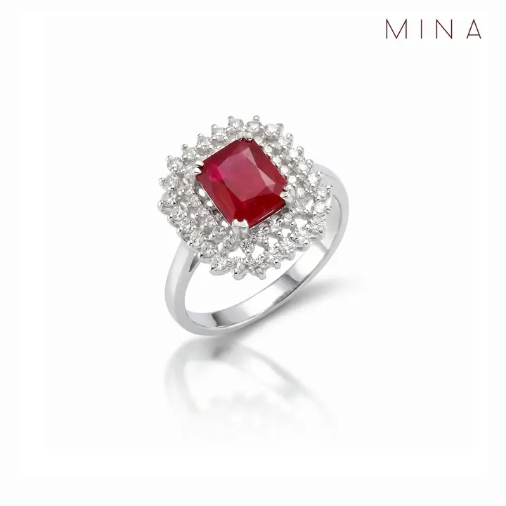 Carmine Halo Ring — Cocktail Rings, House of Mina