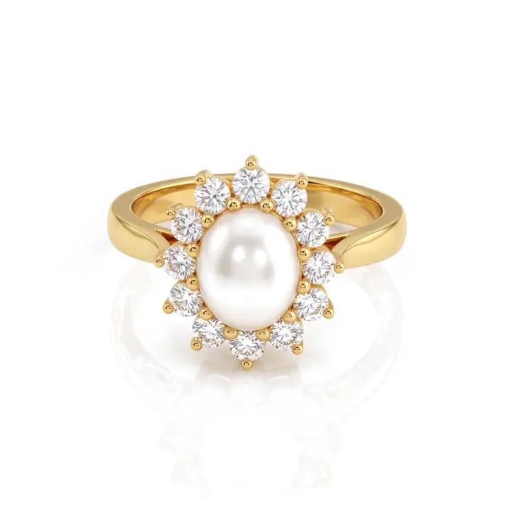 Pearl Flower Halo Ring — Rings & Bands, House of Mina