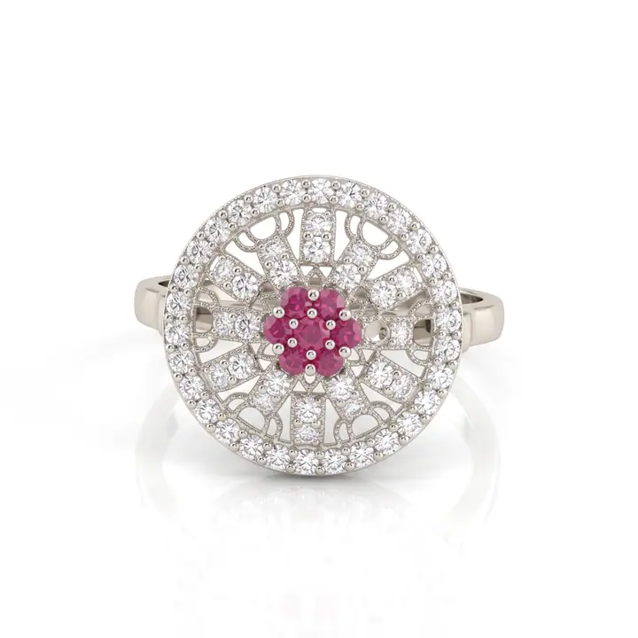Ruby Rosette Medallion Ring — Rings & Bands, House of Mina