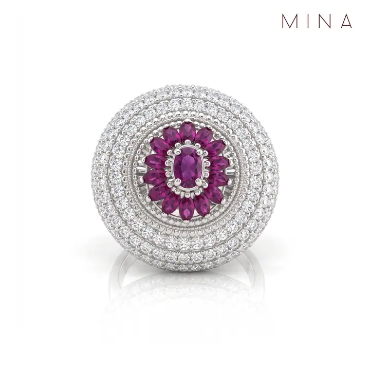 Ruby Flower Dome Ring — Rings & Bands, House of Mina