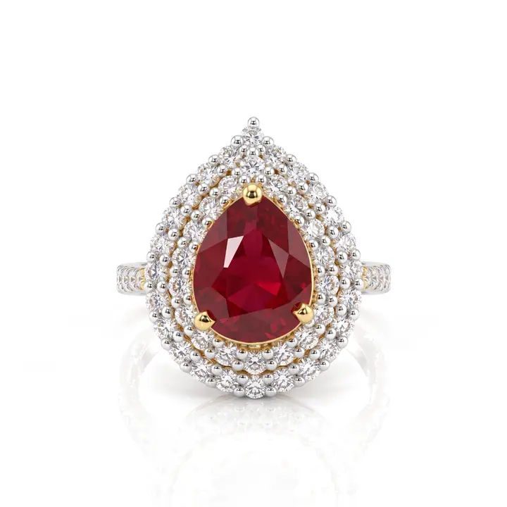 Ruby Double Halo Ring — Rings & Bands, House of Mina