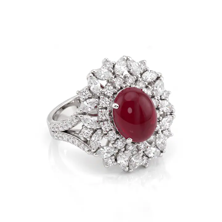 Ruby Sunburst Halo Ring — Rings & Bands, House of Mina