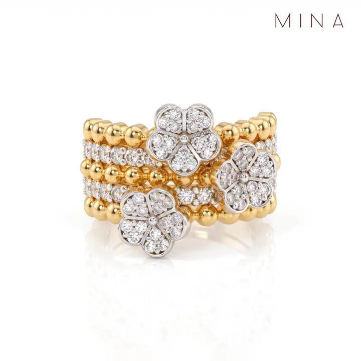 Gold Flower Stack Rings — Rings & Bands, House of Mina