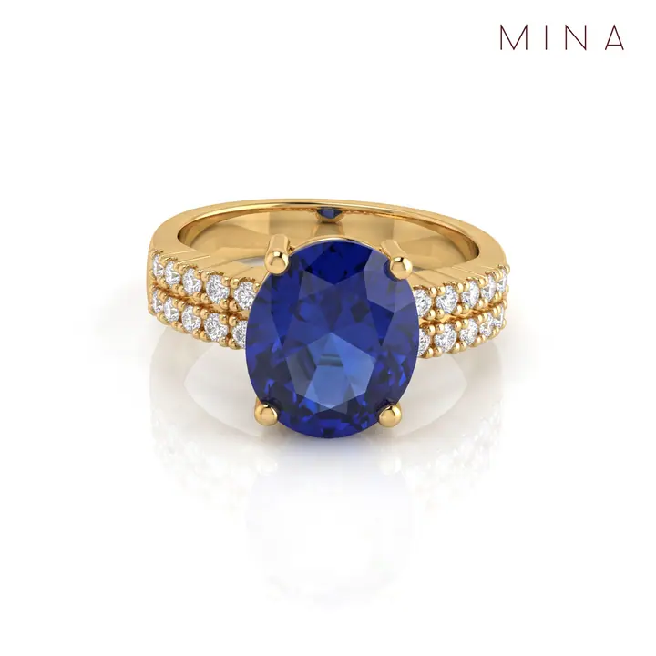 Sapphire Oval Double-Row Ring — Rings & Bands, House of Mina