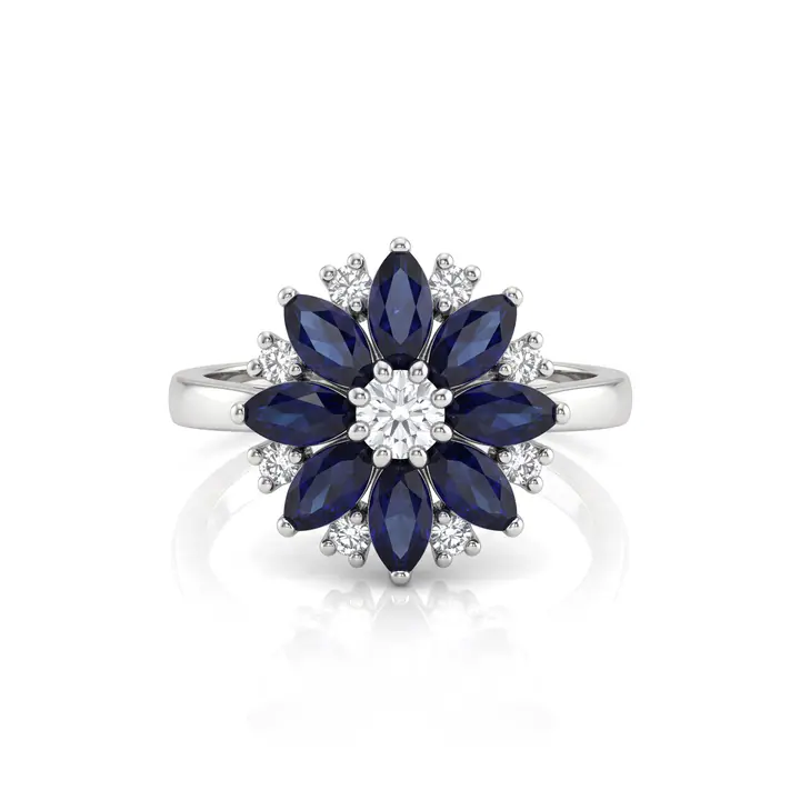 Sapphire Floral Cluster Ring — Rings & Bands, House of Mina