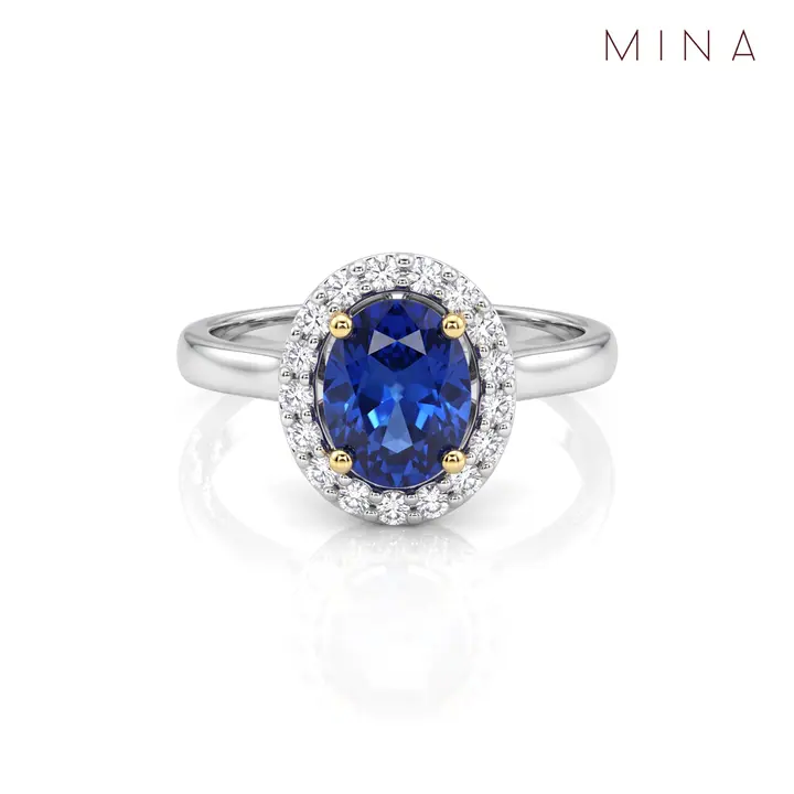 Sapphire Oval Halo Ring — Rings & Bands, House of Mina