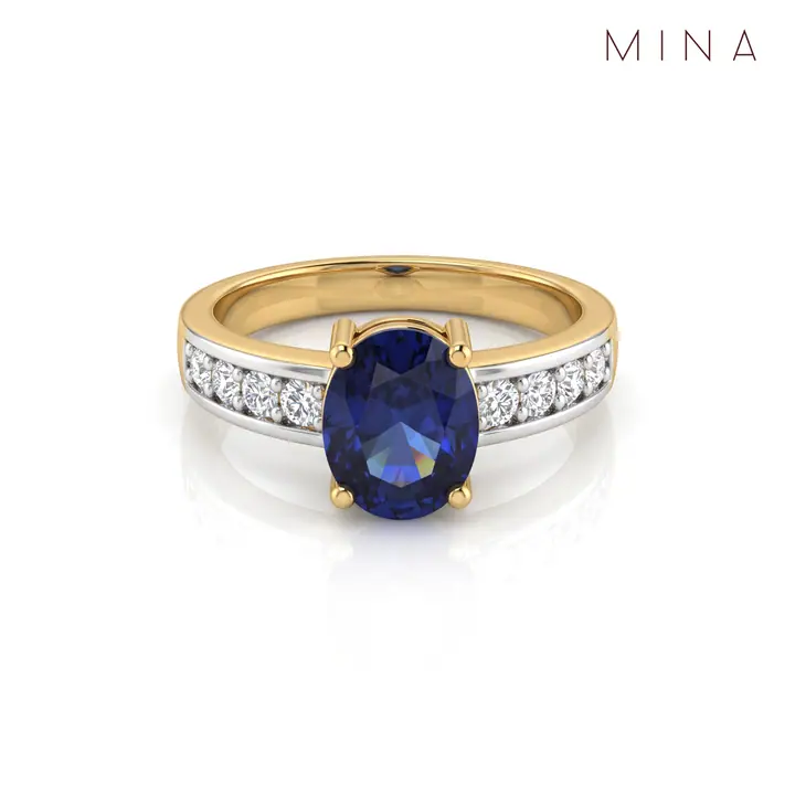 Sapphire Oval Pavé Ring — Rings & Bands, House of Mina