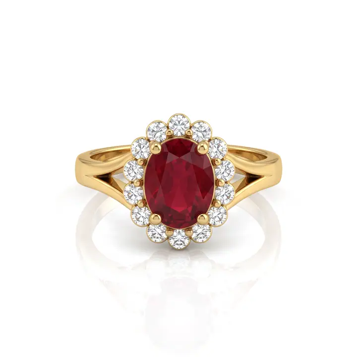 Oval Ruby Halo Ring — Rings & Bands, House of Mina