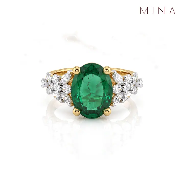 Emerald Oval Marquise-Cluster Ring — Rings & Bands, House of Mina