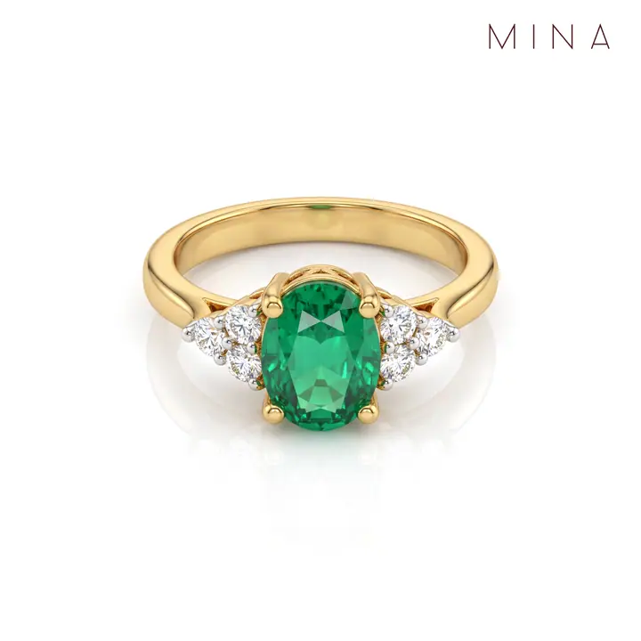 Emerald Oval Trilliant Ring — Rings & Bands, House of Mina
