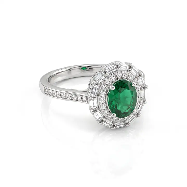 Oval Baguette Halo Ring — Rings & Bands, House of Mina