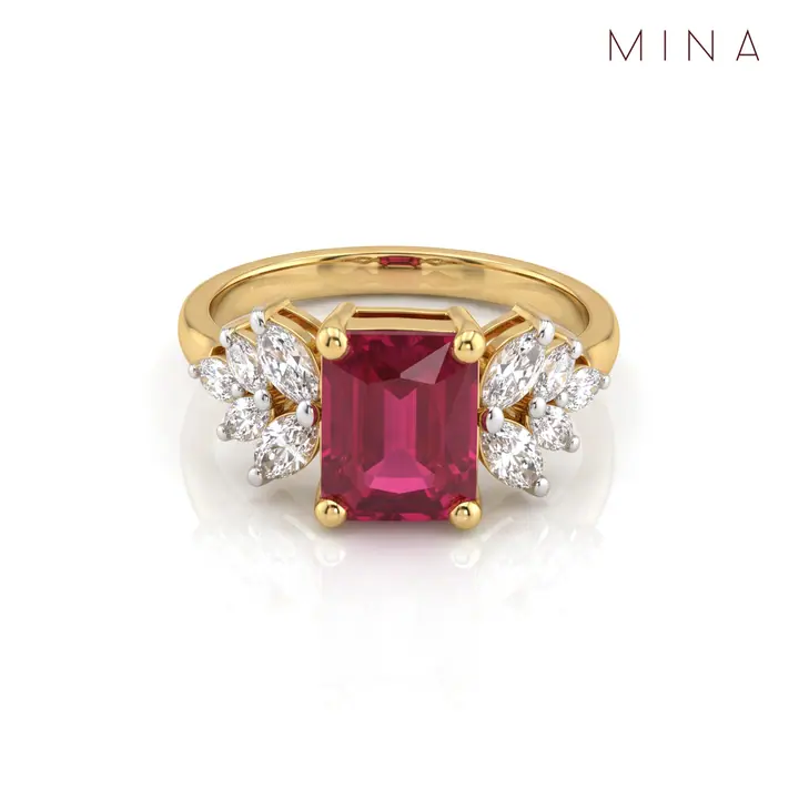 Ruby Emerald-Cut Cluster Ring — Rings & Bands, House of Mina