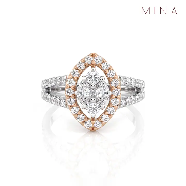 Marquise Halo Split-Shank Ring — Rings & Bands, House of Mina