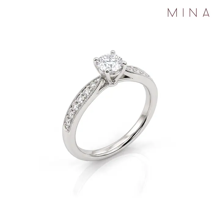 Tapered Pavé Solitaire — Rings & Bands, House of Mina