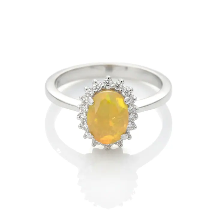 Golden Opal Halo Ring — Rings & Bands, House of Mina