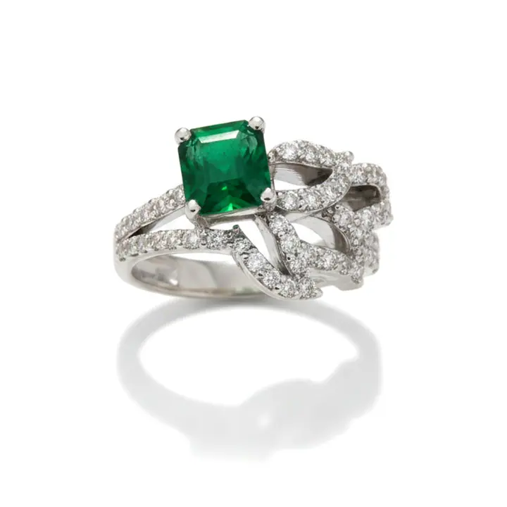 Emerald Leaf Ring — Rings & Bands, House of Mina