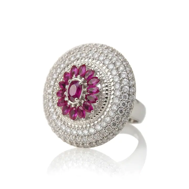 Ruby Flower Dome Ring — Rings & Bands, House of Mina