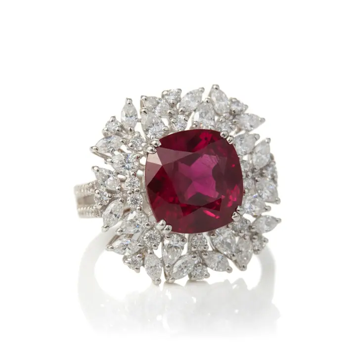 Ruby Cushion Starburst Ring — Rings & Bands, House of Mina