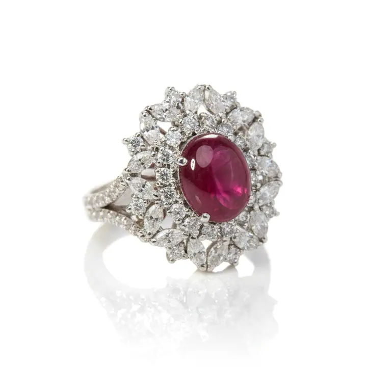 Ruby Sunburst Halo Ring — Rings & Bands, House of Mina