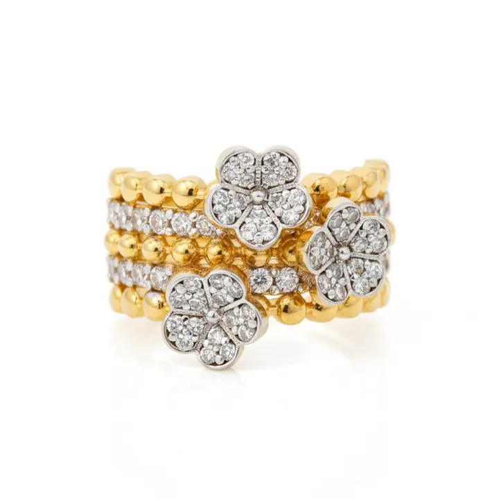 Gold Flower Stack Rings — Rings & Bands, House of Mina