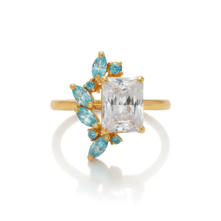 Aqua Marquise Cluster Ring — Rings & Bands, House of Mina