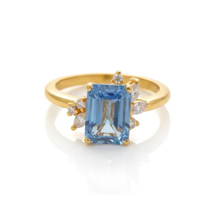 Blue Topaz Emerald-Cut Ring — Rings & Bands, House of Mina