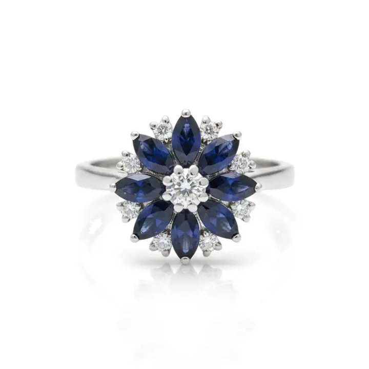 Sapphire Floral Cluster Ring — Rings & Bands, House of Mina