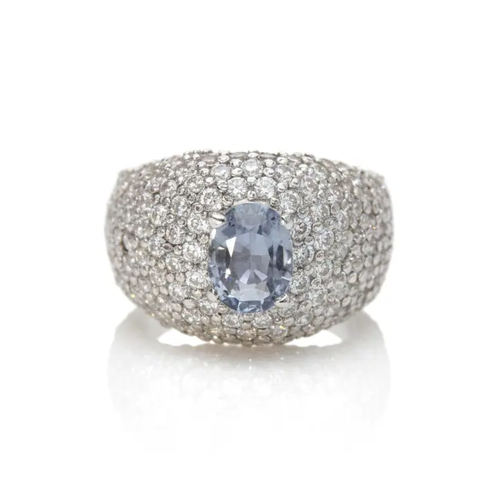 Ice Blue Pavé Dome Ring — Rings & Bands, House of Mina
