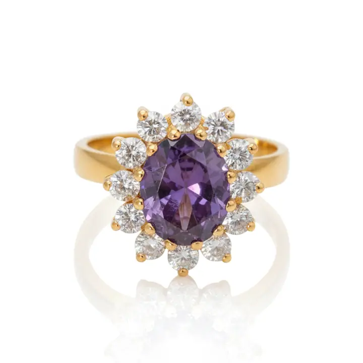 Amethyst Cluster Halo Ring — Rings & Bands, House of Mina
