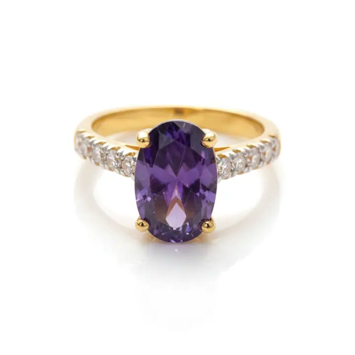 Amethyst Oval Pavé Ring — Rings & Bands, House of Mina